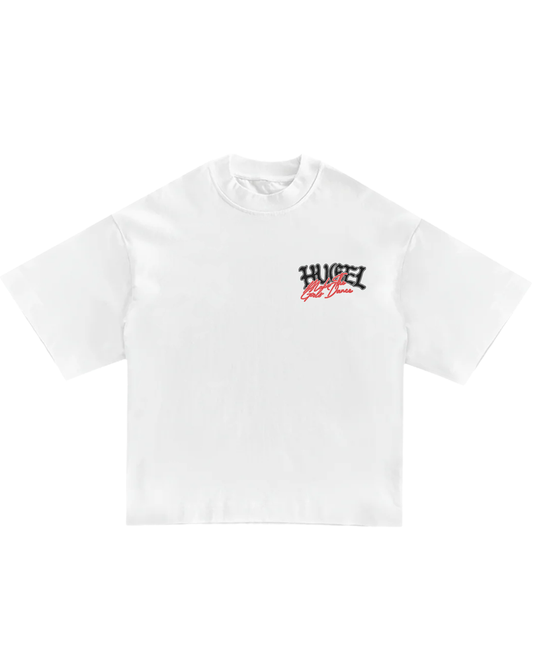 HUGEL X MAKE THE GIRLS DANCE TEE - WHITE / RED